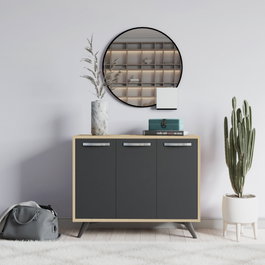 Hanah Home Piffa Armario Multiusos Roble y Antracita